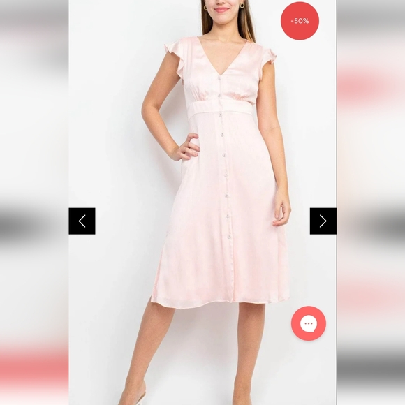 Sage Collective Ruffled Sleeve V-Neck Formal Dress. Size 14. Soft Pink - Picture 1 of 15